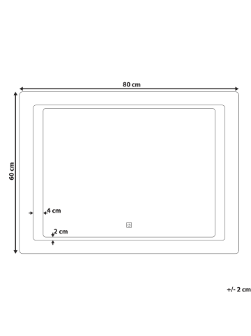 Beliani Badezimmerspiegel WASSY in Silber - (W) 80 x (H) 60 x (L) 3 cm