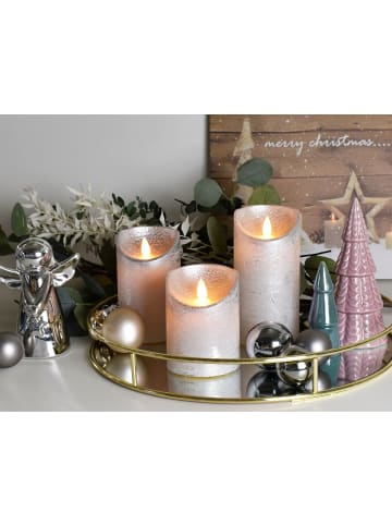 JACK LED Echtwachskerze 12,5cm mit Timer in Silber