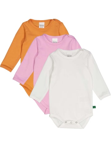 Fred´s World by GREEN COTTON Langarmbody 3er-Pack in White/Pastel/Tangarine