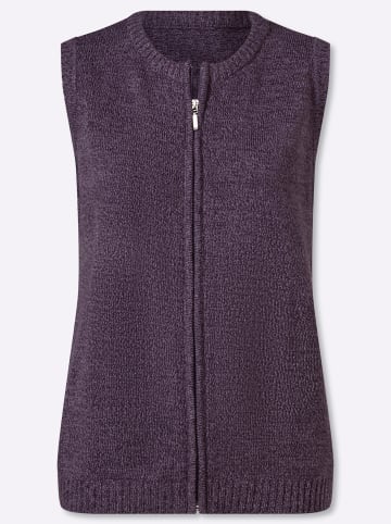 Sieh an! Strickweste in feige-aubergine-meliert