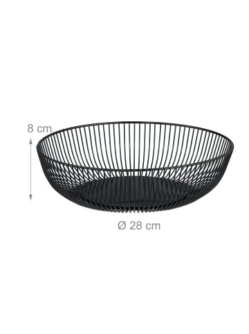 relaxdays Obstschale in Schwarz - (H)8 x Ø 28 cm