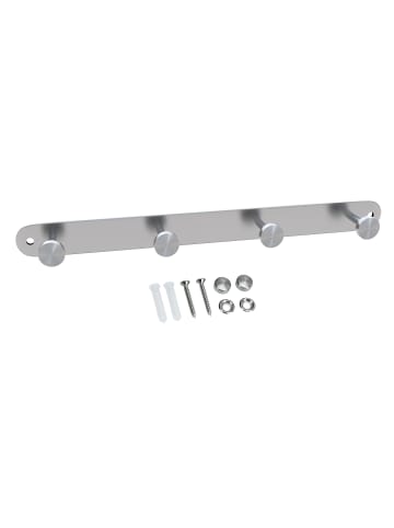 Intirilife Garderobenleiste - Kleiderhaken Garderobe in Silber - Modell A (4 Haken)