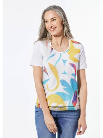 GOLDNER Kurzgröße:  Shirt Shirt mit Rundhalsausschnitt in weiß / gemustert