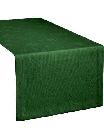 REDBEST Jacquard, Baumwollmischung Tischläufer Snowflake in dunkelgrün