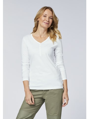 Gardena Longsleeve im Henley-Stil mit V-Neck in Weiß