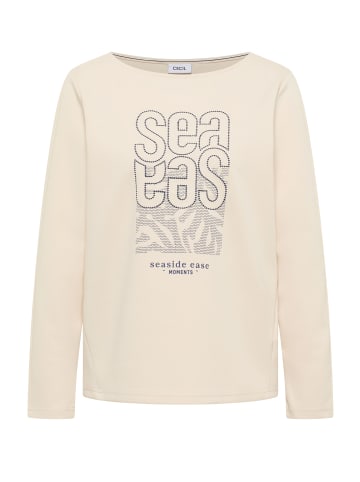 Cecil Sea FP Embroidery T-Shirt in Pearl Beige