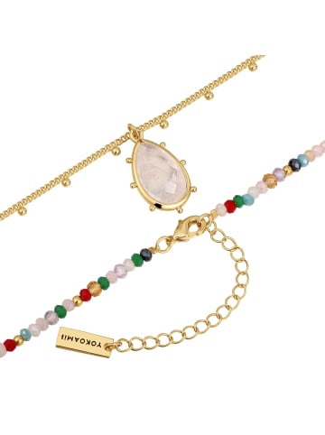 Yokoamii Kette aus Messing mit Quarzkristall in gelbgold