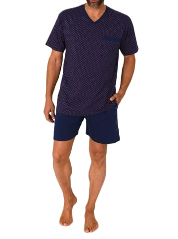 NORMANN Kurzarm Schlafanzug Shorty Pyjama print in rot