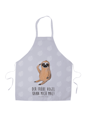 Mr. & Mrs. Panda Arbeitsschürze Faultier Vogel mit Spruch in Grau Pastell