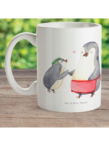 Mr. & Mrs. Panda Haferl Pinguin mit Kind ohne Spruch in Weiß