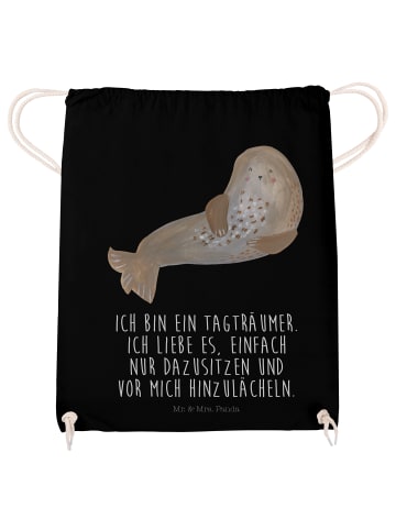 Mr. & Mrs. Panda Jutebeutel Robbe Lachen mit Spruch in Schwarz