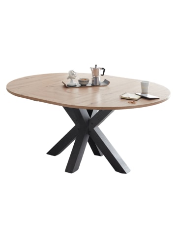 58 aufm Kessel ESSTISCH Rund ausziehbar Edda 8 130 x 130 x 78 Küchentisch Graphit/Asteiche