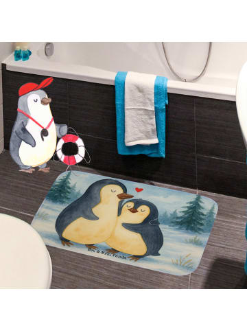Mr. & Mrs. Panda Badteppich Pinguin umarmen Design ohne Spruch in Weiß