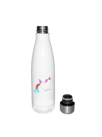 Mr. & Mrs. Panda Trinkflasche Edelstahl Einhorn Pupsen ohne Spruch in Weiß