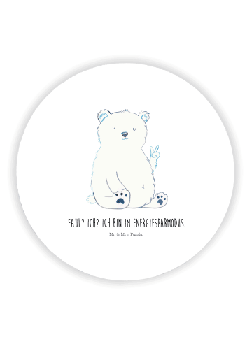 Mr. & Mrs. Panda Rund Magnet Eisbär Faul mit Spruch in Weiß
