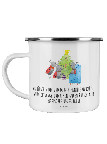 Mr. & Mrs. Panda Camping Emaille Tasse Weihnachten Smörle mit Sp... in Weiß