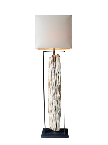 SalesFever Stehleuchte 165 cm handgefertigt mit Treibholzgestell und Leinenschirm in Beige