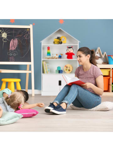 relaxdays Kinderregal in Weiß/ Grau - (B)68 x (H)115 x (T)28 cm