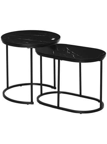 HOMCOM Couchtisch-Set-50L x 50B x 50,5H cm-Schwarz