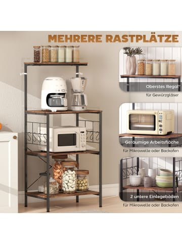 HOMCOM Küchenregal in Rustikal-Braun 60L x 42B x 134,5H cm