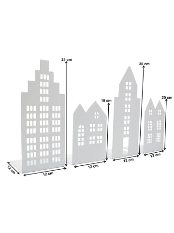 UNUS Deko Häuser zum Aufstellen Metall 4er Set in Weiß