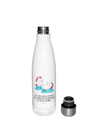 Mr. & Mrs. Panda Thermosflasche Einhorn Sekt mit Spruch in Weiß