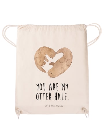 Mr. & Mrs. Panda Jutebeutel Otter Herz mit Spruch in Creme