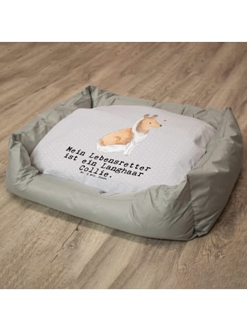 Mr. & Mrs. Panda Hundesofa Langhaar Collie Lebensretter mit Spruch in Grau Pastell