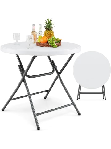 COSTWAY Gartentisch klappbar Ø81cm in Weiß