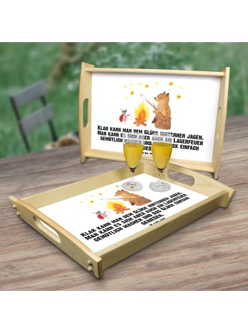 Mr. & Mrs. Panda Servier Tablett Bär & Marienkäfer Lagerfeuer mi... in Weiß