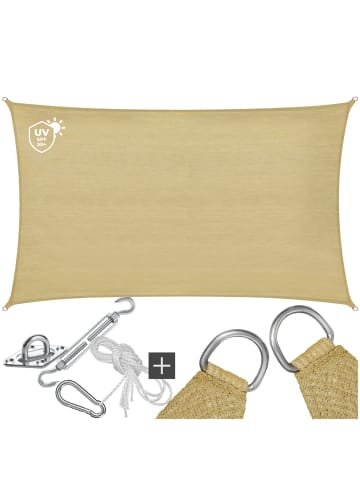 tectake Sonnensegel Sunny umfangreiches Montagematerial, Sand