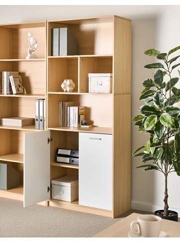 Beliani Bücherregal ZEHNA in Braun/Weiß - (W) 80 x (H) 197 x (L) 40 cm