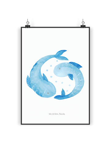 Mr. & Mrs. Panda Poster Sternzeichen Fische ohne Spruch in Weiß