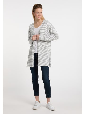 DreiMaster Maritim Cardigan in Wollweiss Grau Melange