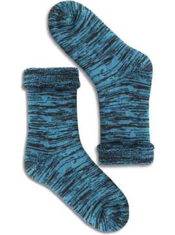 Polar Husky Farbige Vollplüsch-Socken mit Wolle in Türkis/Schwarz