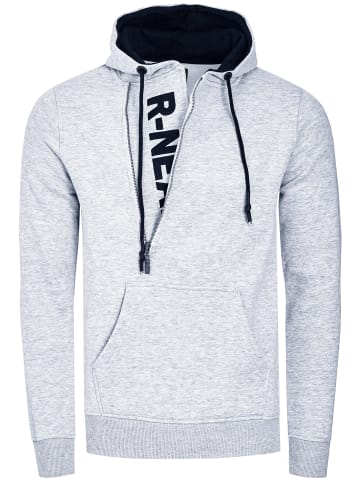 Rusty Neal Streetwear Kapuzen-Sweatshirt mit 1/2 Zipper in Grau