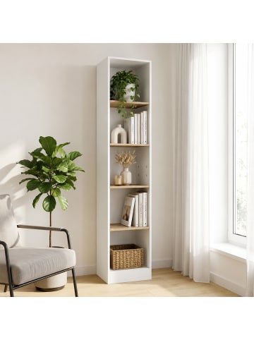 VCM  Bücherregal Dilos 183 x 38 cm für Aktenordner in Weiß / Honig-Eiche