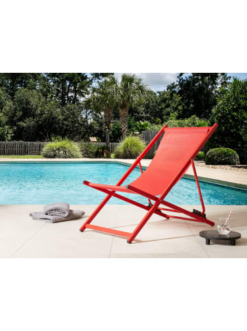 Beliani Gartenliege LOCRI II in Rot - (W) 60 x (H) 79 x (L) 95 cm