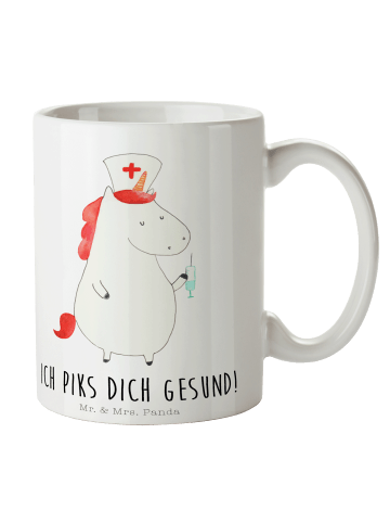 Mr. & Mrs. Panda Dekotasse Einhorn Krankenschwester mit Spruch in Weiß