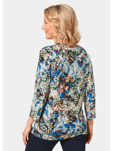 GOLDNER Druckshirt mit Aquarell-Design in schwarz / azurblau / gemustert