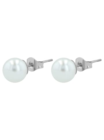 Adeliás Damen Ohrringe – Ohrstecker aus Edelstahl mit Perle in weiß