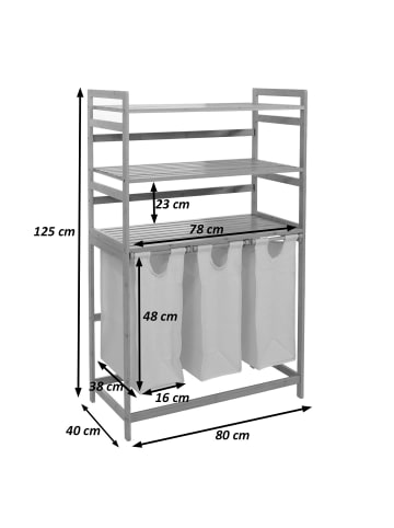 MCW Bambus Wäschesammler P78, Schwarz