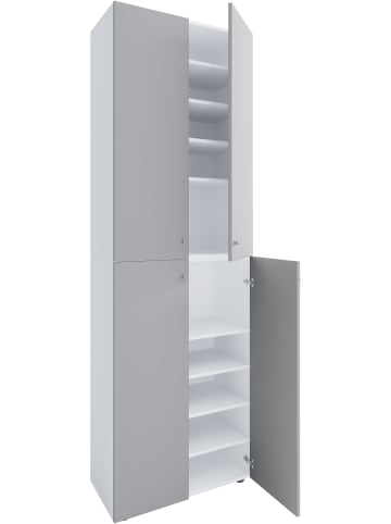 VCM XL Holz Großer Schuhschrank Schuhkommode Lona 10 in Weiß / Grau