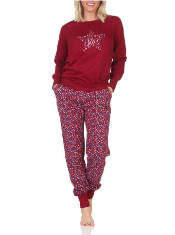 NORMANN Schlafanzug Pyjama langarm Bündchen Sterne - 87083 in flieder