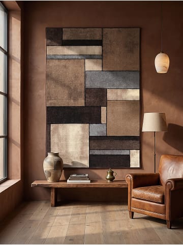 KADIMA DESIGN Kurzflorteppich Patchwork pflegeleicht Wohnzimmer Schlafzimmer Flur in Beige