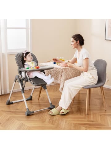 COSTWAY Hochstuhl Baby klappbar in Grau