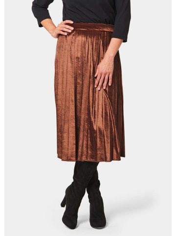 GOLDNER Plisseerock aus schimmerndem Samt in kupferfarben