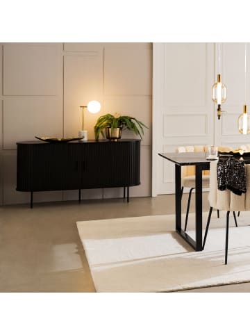 home24 home24 Sideboard aus furniertem & lackiertem MDF in Eiche, 140 x 76 x 40 cm in Eiche Schwarz