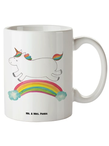 Mr. & Mrs. Panda XL Tasse Einhorn Regenbogen ohne Spruch in Weiß