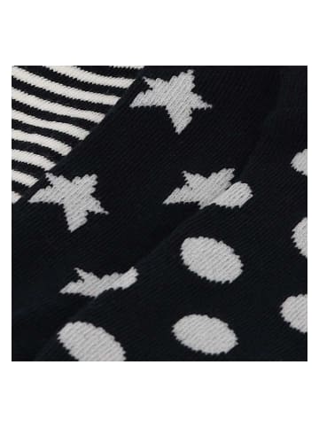Yuhu Mädchen Sneaker-Socken 6er Pack Herzen Punkte Sterne in Schwarz